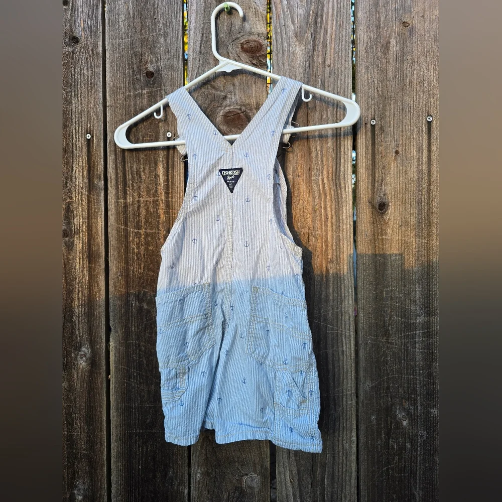 OshKosh B'Gosh Striped Anchor Short Overalls